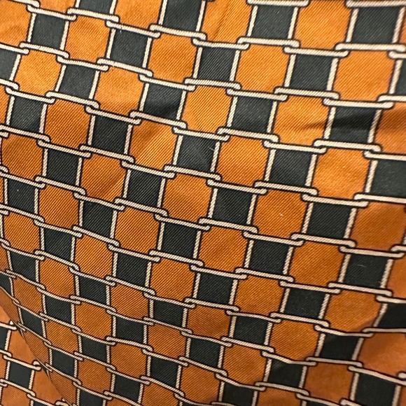 Vintage Christian Dior Gold Green Geometric Print 100% Silk Square Scarf Classic - Picture 5 of 6